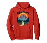 L'avventura Ti aspetta: esplorazione all'aperto di Jackson Hole Mountain Felpa con Cappuccio, Unisex per Adulti, Rosso, M