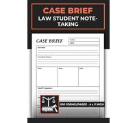 Law Student Notes Notebook: Case Brief Law School Students Journal | Legal Note-Taking Record Notebook | 100 Forms