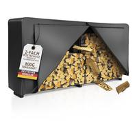 LAWA Living and Lifestyle Scaffale portalegna da esterno in metallo zincato 223×25×115 cm con tetto e telone - legnaia coperta per legna da ardere - supporto resistente per giardino terrazza o camino