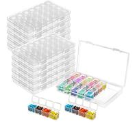 Lawei - Confezione da 10 scatole portaoggetti con 28 scomparti - Trasparente - Regolabile - In plastica - Per piccole parti, unghie, perline, gioielli