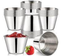 Lawei Confezione da 30 tazze da salsa in acciaio inox, piccole coppette singole per condimenti, tazze per immersione di grado commerciale, tazze porzioni