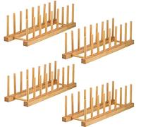 Lawei Confezione da 4 scolapiatti in bambù per armadietti da cucina, per ciotole, tazze, taglieri e altro ancora, 33 x 12 x 10,5 cm