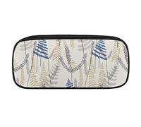 Lawenp Astucci per matite con foglie e fronde di felce a strati Astuccio per penne in pelle PU Borsa per cosmetici portatile