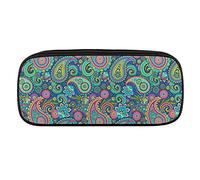 Lawenp Astucci per matite Paisley Psyche Astuccio per penne in pelle PU Borsa per organizer cosmetica portatile