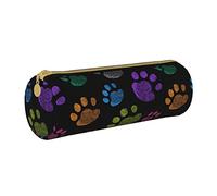 Lawenp Astuccio cilindrico in pelle Cartoon Cat Paw Pattern Borsa portaoggetti durevole per matite Scatola per cancelleria Forniture scolastiche