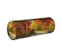 Lawenp Astuccio cilindrico in pelle Fall Stream Water Pattern Portatile per cancelleria per ufficio Pouch Pen Bag Organizer per l'immagazzinaggio