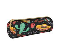 Lawenp Astuccio cilindrico in pelle Happy Halloween Pattern Astuccio portamatite portatile per cancelleria per la scuola universitaria
