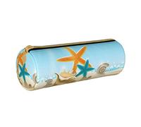 Lawenp Astuccio cilindrico in pelle Happy Summer Sea Pattern Custodia per matite resistente Borsa per cancelleria Materiale scolastico