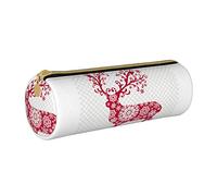 Lawenp Astuccio cilindrico in pelle Merry Christmas Deer Pattern Durevole Cancelleria per ufficio Custodia per cancelleria Materiale scolastico