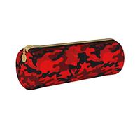 Lawenp Astuccio cilindrico in pelle Red Tiger Camo Pattern Durevole cancelleria per ufficio Pouch Pen Bag Storage Organizer