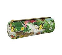 Lawenp Astuccio cilindrico in pelle Scoiattolo nel modello del giardino Astuccio per matite Astuccio per matite portatile per scuola universitaria