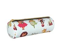 Lawenp Astuccio per matite cilindrico in pelle Cartoon Animal Show Pattern Borsa per matite durevole Custodia per matite Materiale scolastico