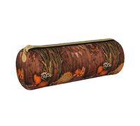 Lawenp Astuccio per matite cilindrico in pelle Halloween Autumn Pumpkins Pattern Astuccio per matite Borsa per matite portatile per scuola universitaria