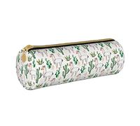 Lawenp Astuccio per matite cilindrico in pelle Llama Cactus Pattern Borsa per matite portatile Borsa per penne Organizer per la conservazione
