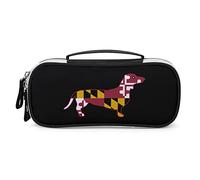 Lawenp Astuccio per penna a forma di bassotto con bandiera del Maryland Astuccio per penna portatile con cerniera Borsa per trucchi da viaggio Organizzatori di cancelleria per l'home office