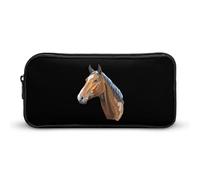 Lawenp Astuccio per penna a matita con ritratto di cavallo colorato Astuccio per penna portatile di grande capacità Organizer per cancelleria Borsa per trucco con cerniera