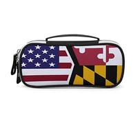 Lawenp Astuccio portapenne con bandiera americana e stato del Maryland, astuccio portapenne portatile con zip, borsa da trucco da viaggio, organizer per cancelleria per l'home office