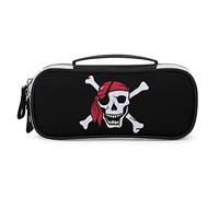 Lawenp Astuccio portapenne con teschio pirata che ride Astuccio portapenne portatile con cerniera Borsa da trucco da viaggio Organizzatori di cancelleria per l'home office