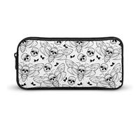 Lawenp Black Death's Head Hawk Moth Astuccio portapenne portatile di grande capacità Astuccio per cancelleria Organizer Borsa per trucchi con cerniera