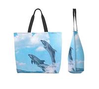 Lawenp Borsa grande da donna Borsa grande da donna Borse da donna Borse a spalla Borse da lavoro Borsa da lavoro Borsa da scuola - Bellissimi delfini marini che saltano fuori dall'acqua