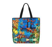 Lawenp Borsa grande per la spesa Il mondo sottomarino Pesci tropicali Borsa grande per la spesa per lo shopping da lavoro in spiaggia
