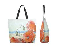 Lawenp Borsa tote da donna Borsa grande da donna Borse da donna Borse a spalla Borse da lavoro Borsa da lavoro Borsa da scuola - Fiori di papaveri rossi Stampa con pittura