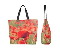Lawenp Borsa tote da donna Borsa grande da donna Borse da donna Borse a spalla Borse da lavoro Borsa da lavoro Borsa da scuola - Campo di papaveri rossi 3d