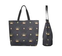 Lawenp Borsa tote da donna Borsa grande da donna Borse da donna Borse a tracolla Borsa da lavoro Borsa da lavoro Borsa da scuola - Motivo a corona retrò Nero
