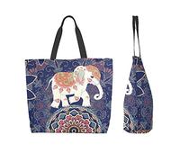 Lawenp Borsa tote da donna Borsa grande da donna Borse da donna Borse a tracolla Borsa da lavoro Borsa da lavoro Borsa da scuola - Arte etnica Elefante