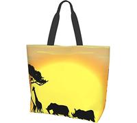Lawenp Cartone animato Animale da fattoria Mucca con galline Borsa tote Borse a tracolla grandi da donna casual Borse della spesa riutilizzabili per lavoro Shopping Viaggi Spiaggia