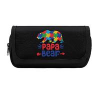 Lawenp Consapevolezza dell'autismo Astuccio per matite Papa Bear Borsa per penne con doppia cerniera Borsa per cancelleria portapenne di grande capacità per l'home office