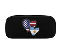 Lawenp Cuori intrecciati Astucci per matite con bandiera americana dell'Argentina Astuccio per penne in pelle PU Borsa per cosmetici portatile