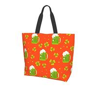 Lawenp Green Plaid St. Patrick's Day Borsa per la spesa per la spesa Borsa da viaggio riutilizzabile Shamrock Beach Borsa a tracolla per donna