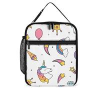 Lawenp Lunch Box isolato Naive Cute Rainbow Borsa per il pranzo portatile Palloncino Unicorno Gelato Riutilizzabile Piccolo portapranzo per uomini Donne Picnic Viaggi