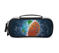Lawenp Palla da basket sul fuoco e sull'acqua Astuccio portatile Borsa per il trucco Borsa per il trucco