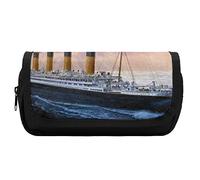 Lawenp Retro Titanic Famoso vecchio storico Astuccio per matite Doppia cerniera Borsa per penne Portapenne di grande capacità Borsa per cancelleria per l'home office