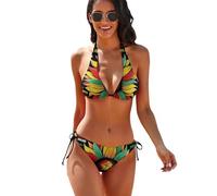 Lawenp Set Bikini a Triangolo da Donna per Il Mese della Storia Nera e l'Orgoglio Afroamericano, Due Pezzi con Laccetti Laterali.