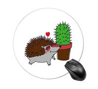 Lawenp Tappetini per mouse rotondi con riccio pungente e cactus Simpatico tappetino per mouse portatile antiscivolo