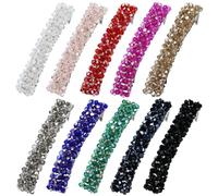 Lawie Confezione da 10 fermagli per capelli colorati con cristalli scintillanti, con strass quadrati, a scatto, rettangolari, piatti, spessi, accessori per donne e ragazze