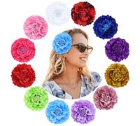Lawie Confezione da 12 fermagli per capelli colorati a forma di peonia artificiale, con grande fiore, fermagli per capelli a forma di peonie, fermagli per capelli floreali, per feste di nozze