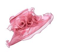 Lawliet Cappello da donna in organza per abito da chiesa, Kentucky, Derby, falda ampia, con penna, cappello formale in stile Royal Ascot A341 medium pink Taglia unica