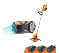 LawnMaster OcuMow™ Robot tagliaerba senza filo perimetrale e tagliabordi, taglia superfici di prato da 200 a 300 m² con 2 cariche complete della batteria, Evita gli ostacoli, basso livello di rumore