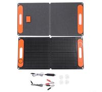 Lawnoval Caricatore monocristallino pieghevole da 80 W, doppia uscita USB e porta CC da 12 V, kit di ricarica portatile per batteria solare con clip per batteria (grigio)