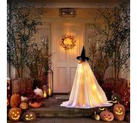 Lawnoval Costume da spettro di Halloween illuminato per portico da 58 cm, con 20 luci a LED, resistente ai raggi UV, decorazione per prato e giardino all'aperto
