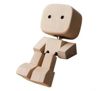 Lawnoval Figurina di uomo in legno agitante da 8,1 cm con cambiamenti magnetici del viso e base antiscivolo, vari tipi di forme (A)