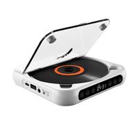 Lawnoval Lettore CD portatile con altoparlanti, batteria ricaricabile da 2000 mAh, anti-skip, supporta CD/CD-R/CD-RW/MP3, connettività AUX/USB, per uso domestico e auto, nero 925 in bianco