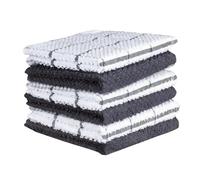 Lawnoval Set di 6 strofinacci da cucina in spugna di cotone, 30 x 30 cm, assorbenti per strofinacci morbidi per uso domestico, lavabili in lavatrice, asciugatura e pulizia della cucina, scatole nere