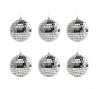Lawnoval Set di palline da discoteca a specchio argentato, decorazioni per albero di Natale in vetro con corde per appenderle, riflettenti, decorazioni per feste, matrimoni, eventi (6 cm)