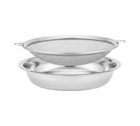 Lawnoval Set di vassoi filtranti per tè e olio in acciaio inox, 304, per uso domestico, diametro base 20,5 cm, diametro netto 23,8 cm, altezza 4,8 cm, per acciaio inossidabile/argento dorato