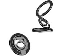 Lawnoval Supporto magnetico pieghevole per telefono girevole a 360 x, per supporto ad anello in lega di zinco su due lati con impugnatura in silicone, per design compatto a tripla